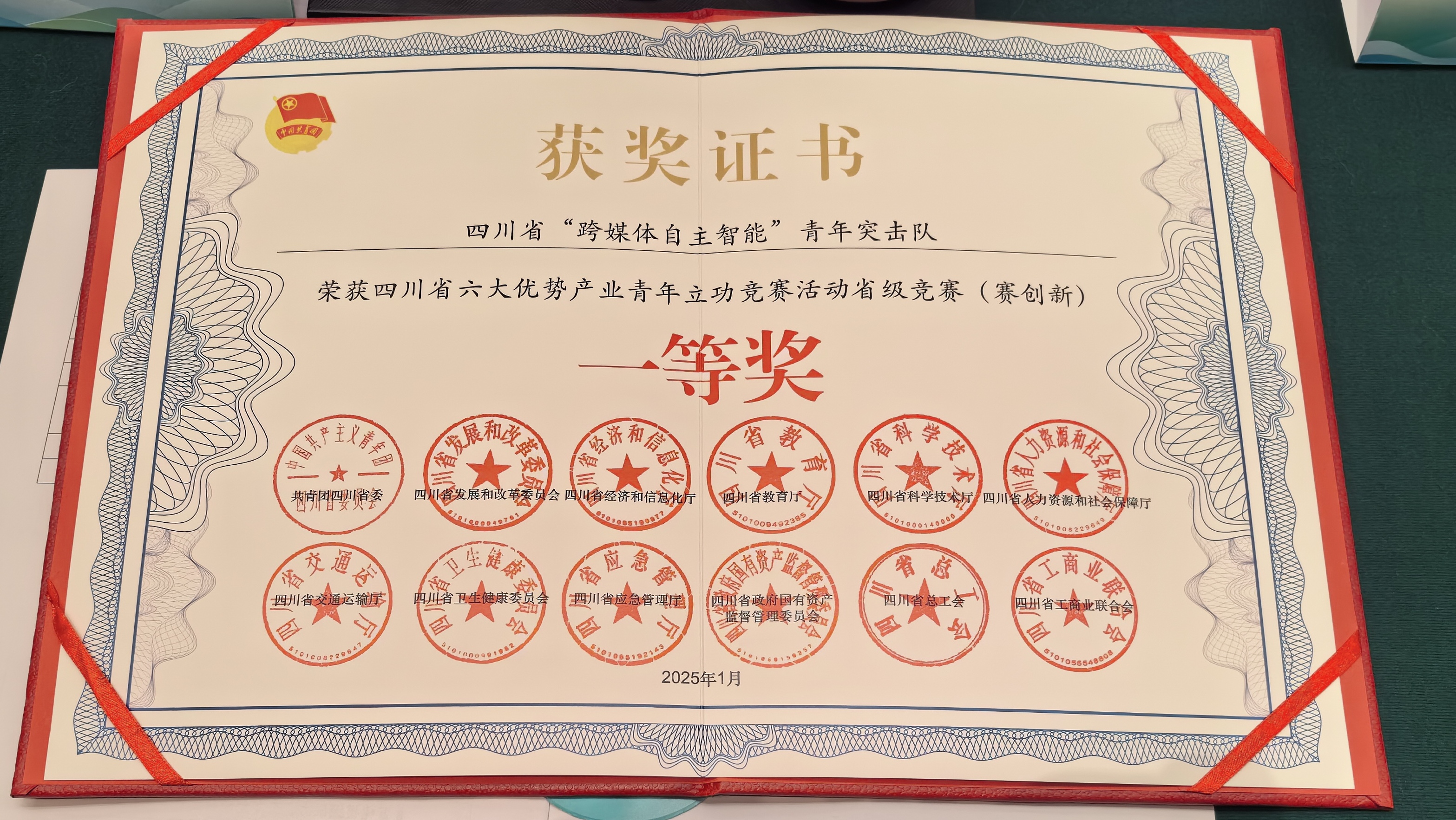 First Prize, Sichuan Youth Achievement Competition for Six Leading Industries